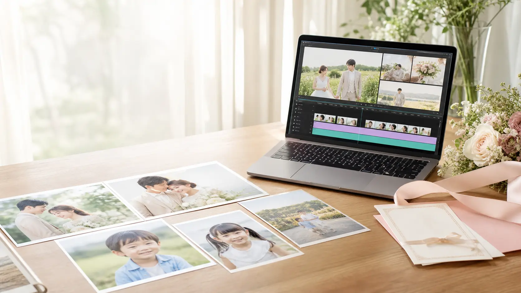 オープニングムービーのオープニングムービーをおしゃれに見せるコツを確認する新郎新婦