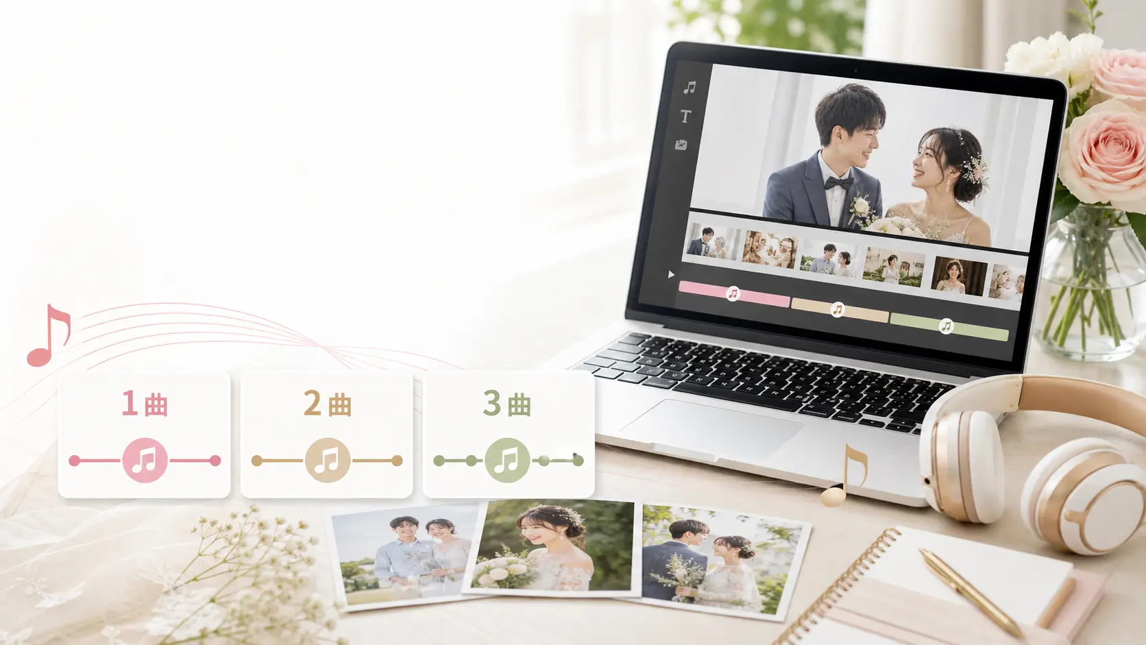 プロフィールムービーの感動系のプロフィールムービー コメント例文を確認する新郎新婦