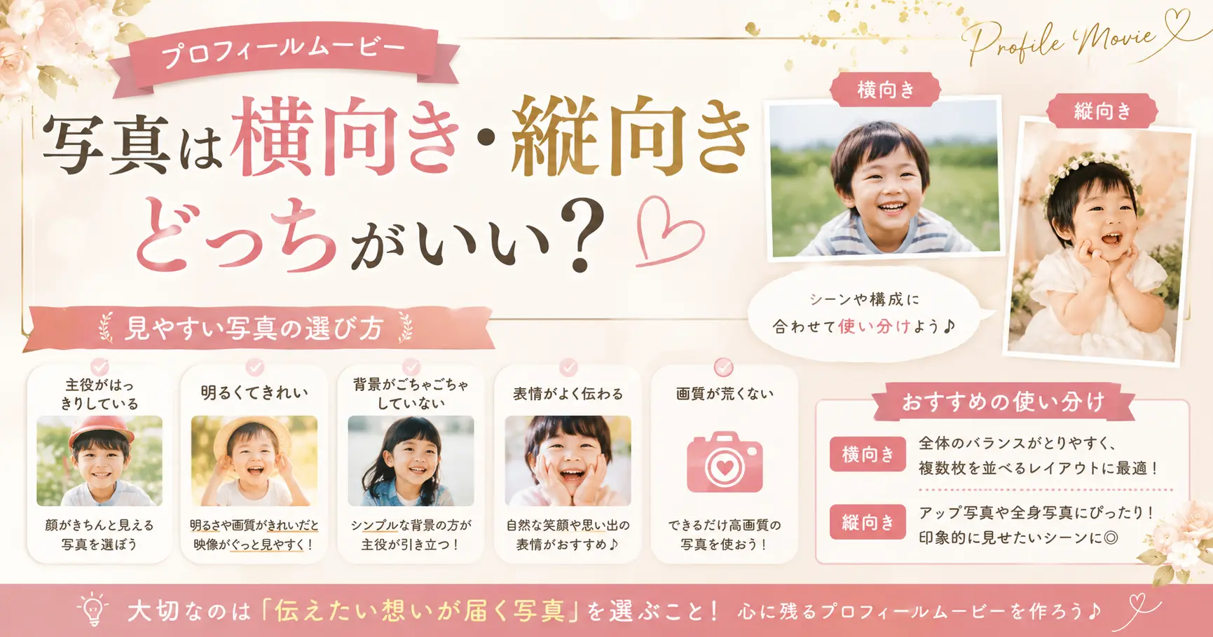 プロフィールムービーのプロフィールムービーのコメントを書くコツを確認する新郎新婦